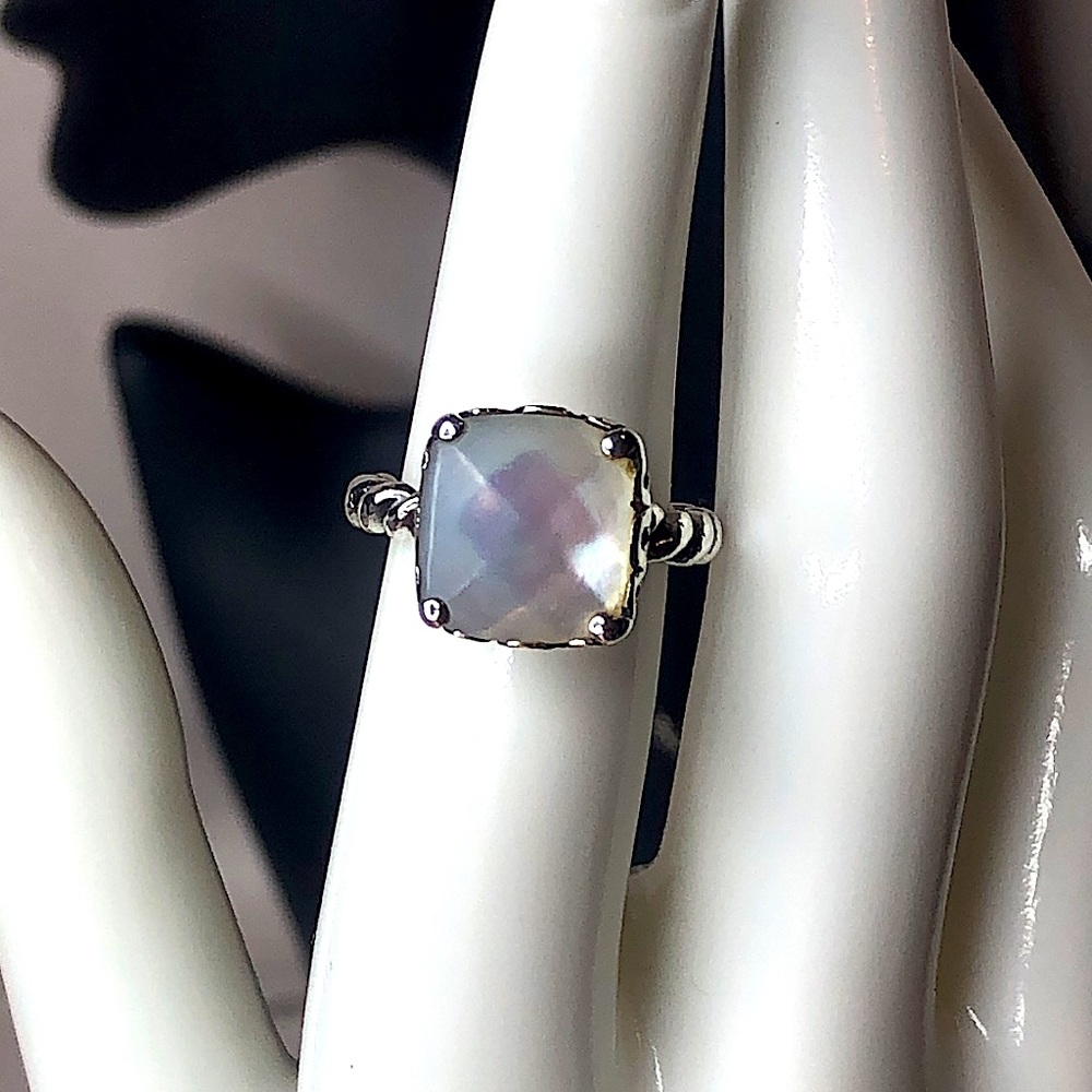 PANDORA Sincerity Twisted Sterling Silver Mother Of Pearl Cushion Cut Ring 50 5 - Picture 13 of 16
